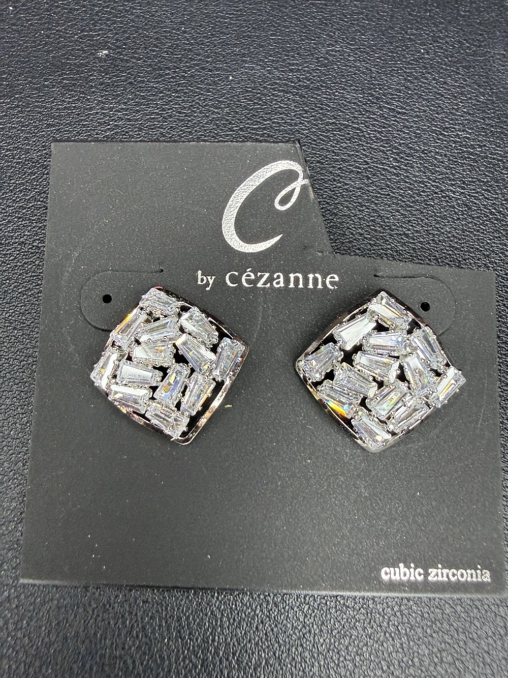 cezanne Clear Crystal Square Cluster Stud Earrings